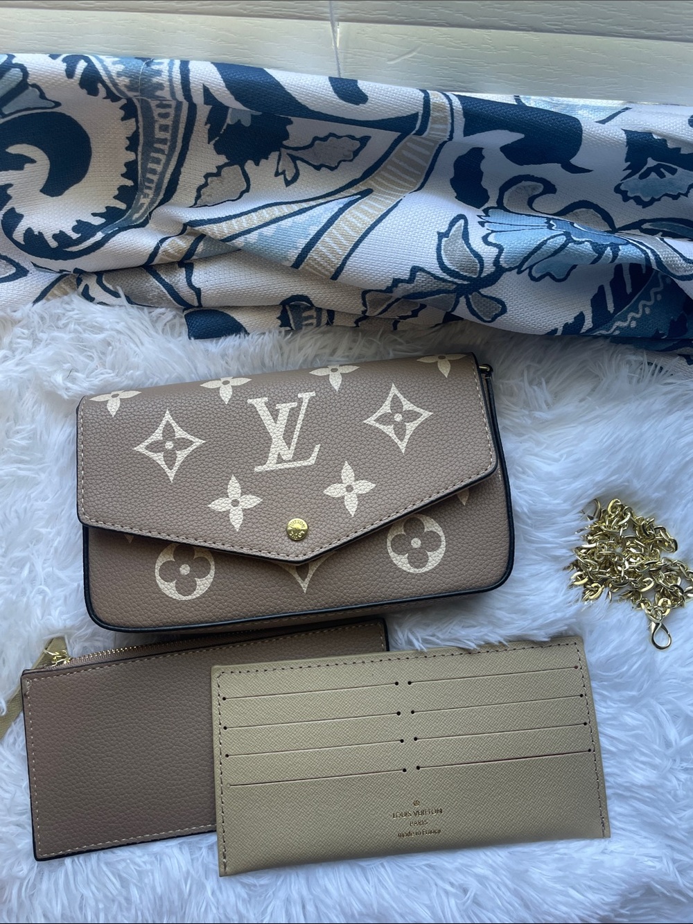 LV Beige Monogram Envelope Wallet Crossbody
